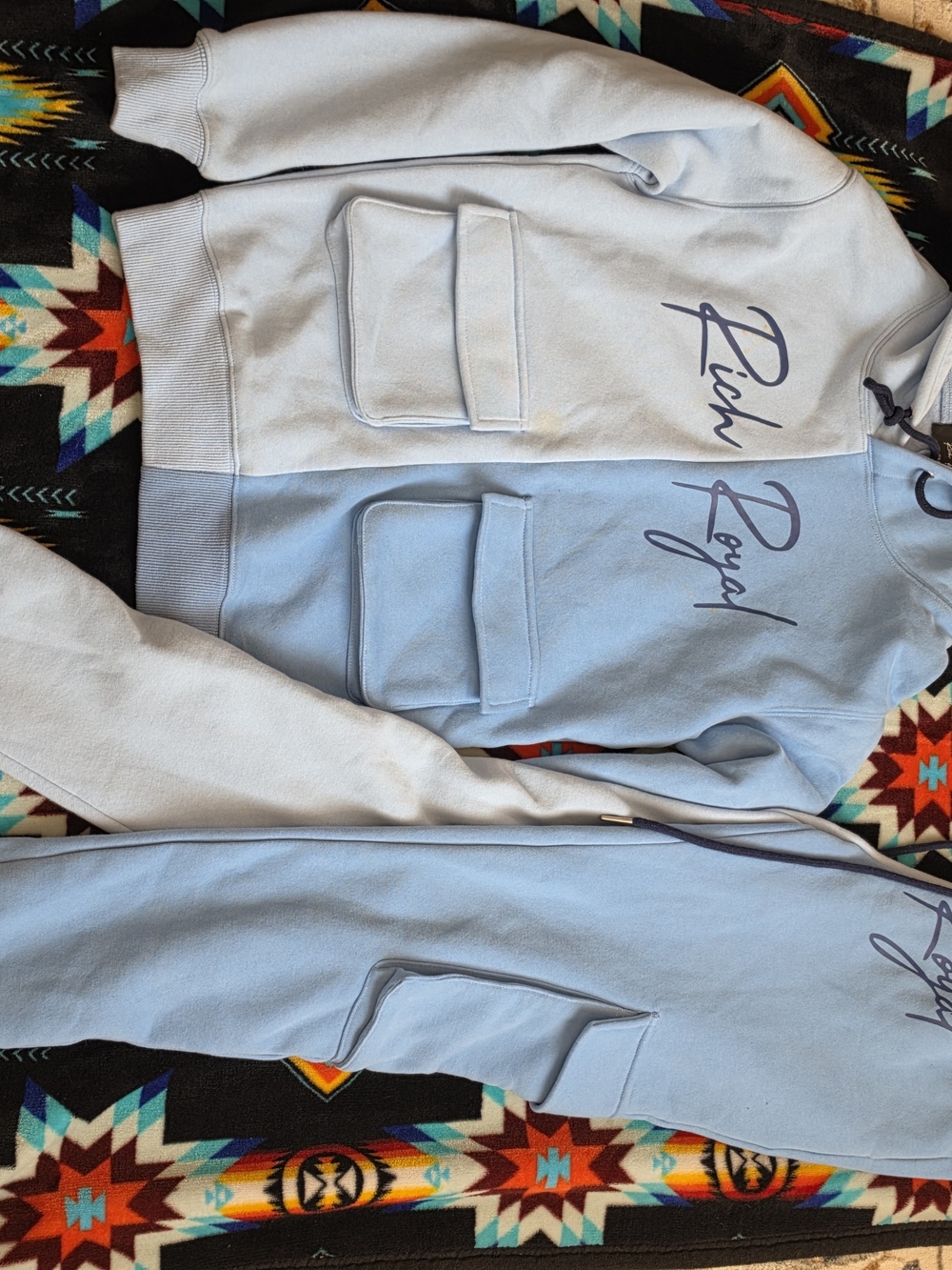 Women's Two-Tone Light Blue Crewneck Sweater